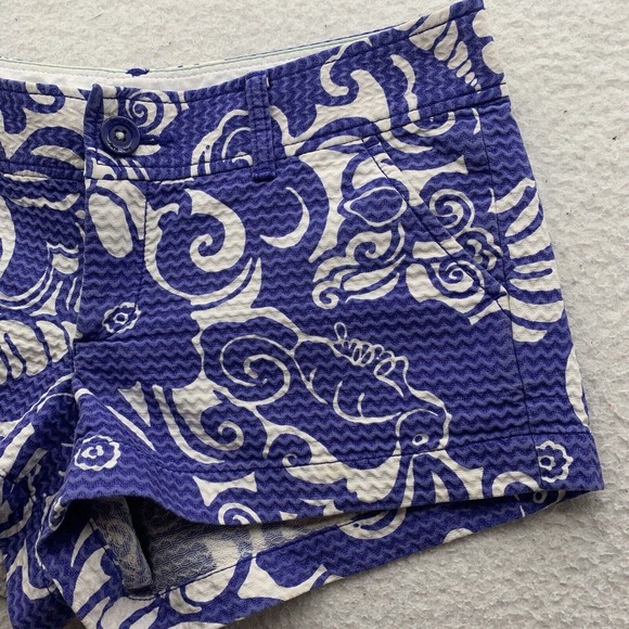Lilly Pulitzer Walsh Shorts Womens 2 31x2.5 Low Rise Floral Purple White Preppy - Picture 2 of 13